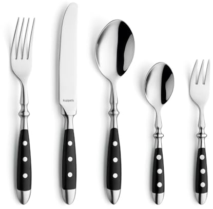 Kuppels COUNTRY Besteckset 6 Personen | 30-teilig | je 6 Messer, Gabeln, Löffel, Kaffeelöffel, Kuchengabeln | Edelstahl 18/0 hochglanzpoliert | Spülmaschinenfest | 3-fach genietete Griffe
