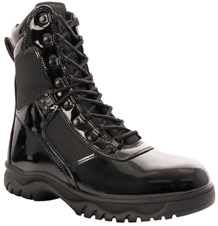 Rothco Forced Entry High-Gloss Tactical Boot with Side Zipper - 8 Inch (Black, US Footwear Size System, Adult, Men, Numeric, Medium, 9)