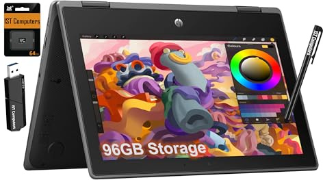 HP Chromebook X360 11 Pro Fortis Pantalla táctil 2 en 1 (11.6 pulgadas, procesador Intel, 4 GB de RAM, 96 GB de almacenamiento), laptop convertible resistente y resistente a derrames, IST Pen, cámara