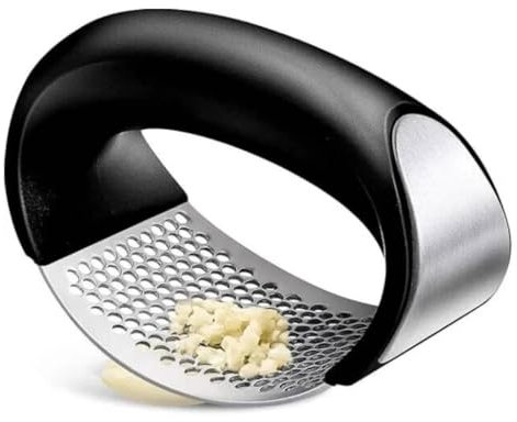 Stainless Steel Garlic Press Rocker, Crusher, Masher – Portable Manual High Perfomance Garlic Mincer, Chopper for Kitchen Appliences, Easily Crush Garlic