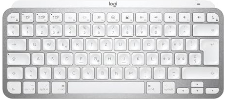 Logitech MX Keys Mini for Mac - kabellose Bluetooth Tastatur, für MacBook Pro, MacBook Air, iMac, iPad, Tasten Hintergrundbeleuchtung, Suisse/Schweizer QWERTZ-Layout - Pale Gray [Bulk]