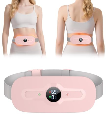 Almohadillas de calor para aliviar el dolor menstrual, iklestar Almohadilla térmica menstrual recargable con 6 modos de calor y masaje, cinturón de calentamiento eléctrico portátil para mujeres, Rosa