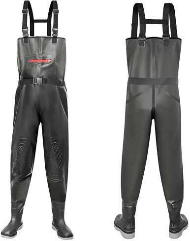 Wathose Herren wasserdicht Anglerhose, Verstärkte PVC-Anglerbekleidung mit Anti-Rutsch-Sohle Gr. 43-46, fällt klein aus bitte größer bestellen, Verstellbare Schulterträger, Angeln, Farmarbeit, Outdoor