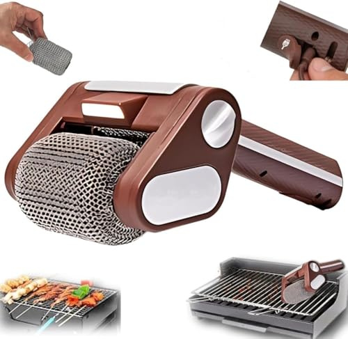 SSLEMMTH Borstlös elektrisk grillrengörare, trådlös, påfyllningsbar, avtagbar, elektrisk grillborste, för rengöring av grillen för alla typer av grillar, brun