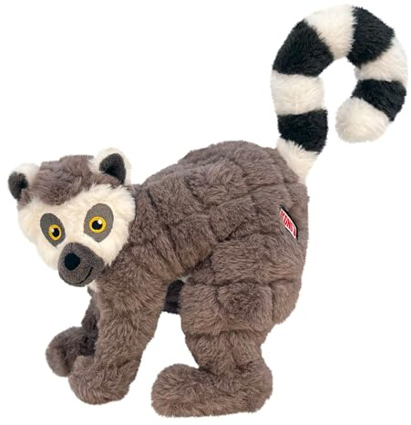 KONG Scampers Wildlife Plush Dog Toy with Low Tone Squeaker (Lemur)