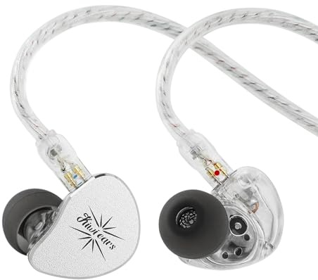 Linsoul Kiwi Ears Belle In Ear Monitor con Driver Dinamico DLC da 10 mm, Cuffie con Cavo Doppio Strato Argento, IEM Professionali per Palcoscenico/Gaming/Produzione Musicale (Typec MIC, Argento)