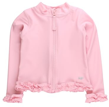RuffleButts Girls UPF50+ Sun Protected Athletic Active Full Zip Ruffle Jacket - Pink, 8