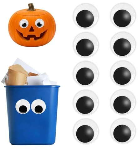 dinghaole 10 piezas de 50 mm grandes ojos pegajosos autoadhesivos, adhesivos de plástico negro para manualidades, ojo redondo grande para niños y adultos, manualidades, decoración diaria