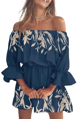 WJIAYAO strandklänning damer lång damer sexig one-shoulder-tryckt klänning sommar strandkjol för, 1, M