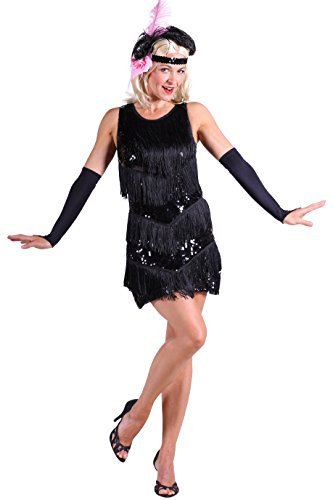 Charleston-Kleid in schwarz | Fransenkleid | 20er Jahre-Kleid (XL)