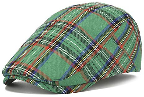 Adantico Herren Damen Schirmmützen Plaid Muster (Grün)