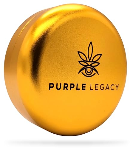 PURPLE LEGACY Aluminium Dose - Geruchsdichte, Luftdichte & Wasserdichte Mini-Box, 5 Farben - Perfekt für Pulver, Kräuter, Pillen & Tee - 5,5 x 2,4 cm, 44g (Gold)