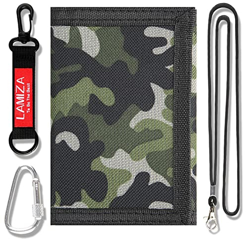 Kids Wallet for Boys Girls Teens Trifold, Canvas Toddler Wallet for Boys, Cute Zipper Wallets Youth with Coin Pocket and Card Holders, Novelty Wallets for Childrens Birthday Gifts (Camo green suit)