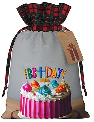 Bolsas de regalo de Navidad con cordón para tarta de cumpleaños, bolsas de arpillera de retazos, reutilizables.