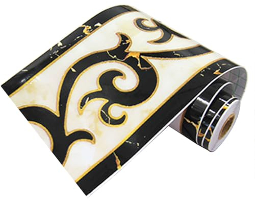 Revêtement mural géométrique moderne en PVC pour bordure de papier peint - Autocollants décoratifs pour carrelage de cuisine - Bordure de toilette pour plafond, coin, miroir, meubles, porte, armoire