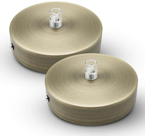 DOJA Barcelona | Rosace Plafond | Dore | Lot 2 | Cache Fil Pour Lustre H25mmX⌀ 100mm | Rosace Plafond Luminaire | Rosace Metal | Accessoires Pour Éclairage De Plafond, Lustre Chambre, Plafonnier..