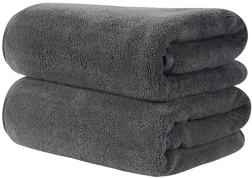 KinHwa 2er Pack Handtuch Haare, Mikrofaser Handtuch Haare, Flauschige Mikrofaser Handtücher, Microfaser Handtücher für die Haare, Weich &Saugstark 50x100cm, Dunkelgrau