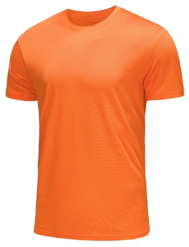 ANGEL CITIZ Men's Short Sleeve Dry Fit Active Crew Neck T Shirt Athletic Running Gym Workout Tee Tops Orange XXL