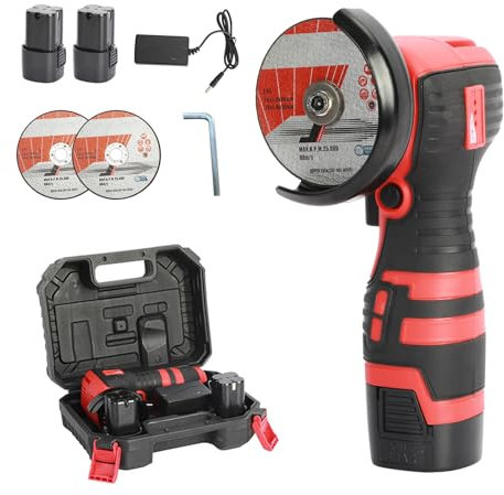 Mini Angle Grinder Cordless, 18V Battery Angle Grinder, Copper Motor, 19500rpm, for Metal & Wood Cutting, Grinding, Polishing, Gift for Dad, Husband (Red)