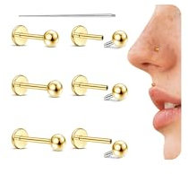 YADOCA G23 Titan Helix Piercing Tragus Ohrringe Innengewinde Labret Conch Piercing Hypoallergen Helix Ohrringe Piercing Ohr Gold Tragus Piercing Schmuck, Kugel