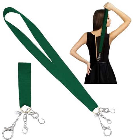 PH PandaHall 2pcs Zipper Helper Pull for Dresses, Dress Zipper Pull Helper Green Zip Puller Zips with Hook and Clip Zippers Extender Zippers Gripper Zip Tool for Tight Dress-Boots Zips up Dress