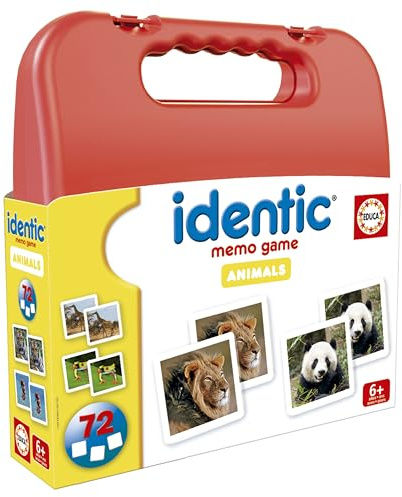 Educa - Identic Animals. Juego de Memoria Educativo para bebés con 72 Cartas. Encuentra Las Parejas y Trabaja aptitudes básicas como agudeza Visual, atención y Memoria. A Partir de 3 años (20317)