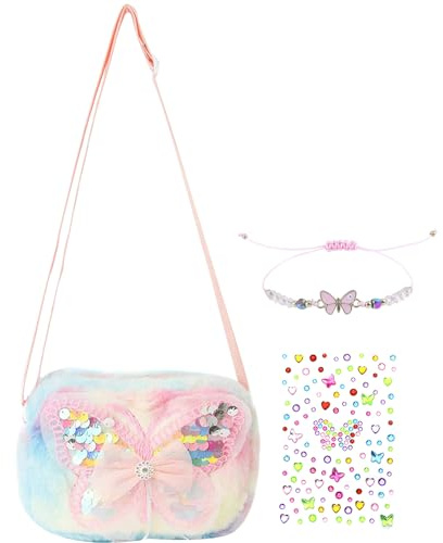 BSITSSS Borsa a Tracolla per Ragazze Borsa Bimba con Tracolla Regolabile Borsetta Bimba Arcobaleno Portafoglio Bambina per 2-10 Anni (17 x 6 x 12cm)