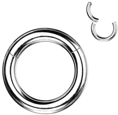 Taffstyle Spesso piercing setto clicker anello universale per orecchio cerniera segmento naso intimo, 6,0mm x 14mm, Acciaio inossidabile