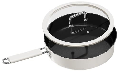 Sartenes antiadherentes, sartén de cocina con tapa, olla recubierta de cerámica de titanio, utensilios de cocina compactos y resistentes para inducción, estufa eléctrica, horno, preparación de comidas