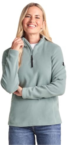 TOG24 Revive Women's Fleece Jackets Warm Fleece Jumper Pullover with Zip Neck Ladies Sports Bodywarmer Lightweight Stand-Up Collar Sweatshirts Smokey Teal UK10