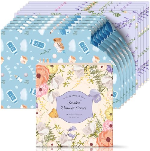 Scent-Hi Carta Profumata per Cassetti, Profumi di Talco per Bambini, Profumo di Lavanda e Talco per Bambini Carta Profumata per Armadi per Profumare i Vestiti e Decorare i Mobili, 36.5 * 50 cm