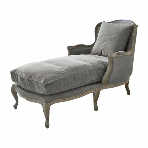 Loberon Muel Chaise-Longue - Legno di Quercia Massiccio - Fodere Lavabili, Grigio/Marrone