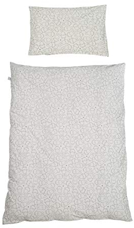 roba Kinderbettwäsche 100 x 135 cm miffy - Baby Bettwäsche Set inkl. Decken & Kopfkissenbezug 100x135 / 40x60 cm - aus Baumwoll-Jersey für Kinder & Babybett - Grau