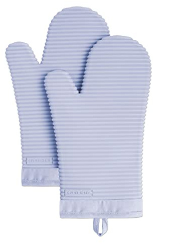 KITCHENAID Ribbed Soft Silicone Oven Mitt 2-Pack Set, 7.5x13, Lavender Cream