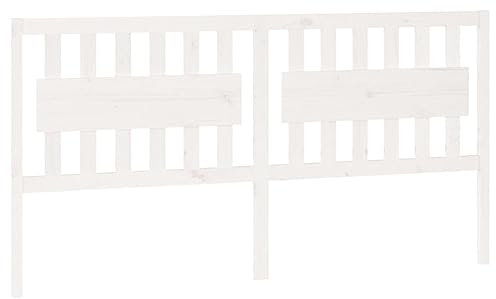 vidaXL Kopfteil Betthaupt Bettkopfteil für Bett Bettrahmen Bettgestell Massivholzbett Holzbett Schlafzimmer Weiß 185,5x4x100cm Massivholz Kiefer
