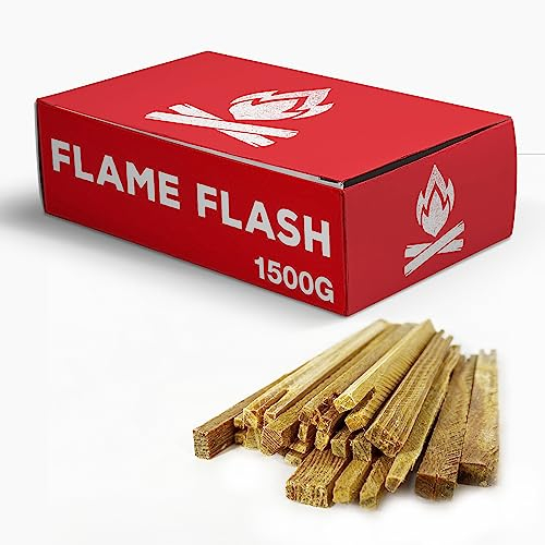 SWISSINNO Flame Flash Natur-Anzündhölzer, die natürliche + umweltfreundliche Anzündhilfe für Öfen, Grills, Kamine, Lagerfeuer, 1500g