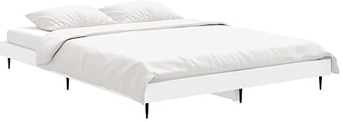 vidaXL Estructura de Cama Madera de ingeniería Blanca 140x190 cm, armazón de Cama, Cama, Base de Cama, armazones de Cama, Muebles de Dormitorio