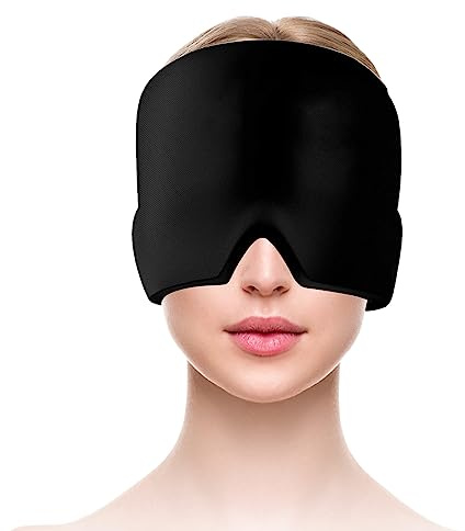 Cappello per alleviare il mal di testa, per emicrania, mal di testa, emicrania, sollievo da tensione, mal di testa, emicrania, taglia unica, con confezione gel riutilizzabile per occhi gonfi, sollievo