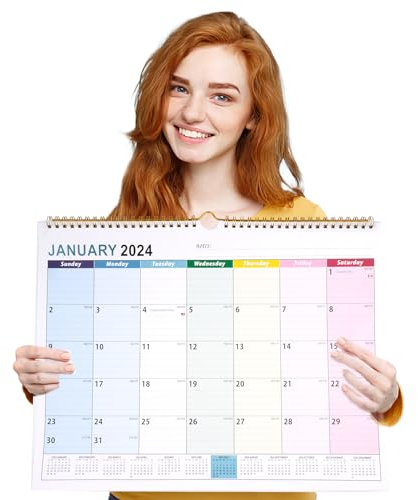 2026 Calendar UK, 18 Month Family Calendar from Jan 2026-Jun 2027, Family Wall Planner with Large Blocks, Large Landscape Yearly Planner, Hanging Holes Slim Calendars