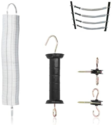 Kit Cancello Per Recinzione Elettrica, Set Maniglie Per Recinzione Elettrica, Set Maniglie Per Cancello a Molla, Maniglia Per Cancello in Plastica Per Recinzione Elettrica con Isolatori con Isolatori