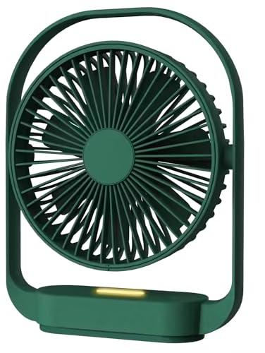 Ventilateur USB, Ventilateur de Bureau à 4 Vitesses, Petit Ventilateur Silencieux Rotatif 330° Ventilateur a Pile Rechargeable Ventilateur Bureau Nightlight de Chevet de Chambre Ventilateur de bureau