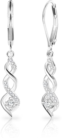 ALEXCRAFT Zirkonia Glitzer Ohrringe Silber 925 Hängend Silver Leaveback Dangle Earrings for Women für Frauen Freundin Mama