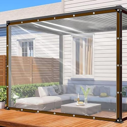 Telone trasparente con occhielli, impermeabile, copertura antipioggia per mobili da giardino, piante, tetto per animali domestici (2 x 4 m)