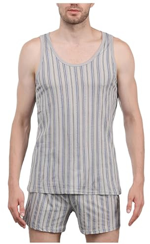 Caxndycing Pijama corto para hombre, sin mangas, juego de pijama de dos piezas, ropa de dormir para verano, sin mangas, camiseta de tirantes con pantalones cortos, tiempo libre
