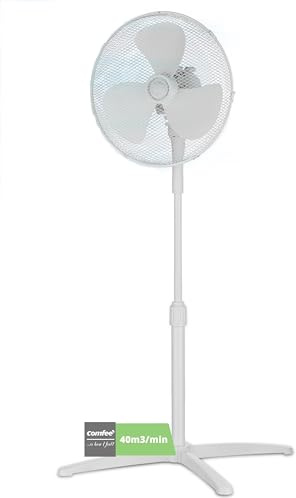 COMFEE' CFS40PW00A2 40W Ventilatore a Piantana, 3 Velocità Regolabili, Oscillazione 90°, Altezza Regolabile, Flusso d'Aria Potente e Funzionamento Silenzioso, Ideale per Casa e Ufficio, Bianco
