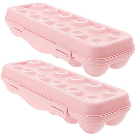 HOMSFOU 2pièces Boîte De Rangement Pour Œufs Avec Compartiments Organisateur Empilable Pour Réfrigérateur Rose