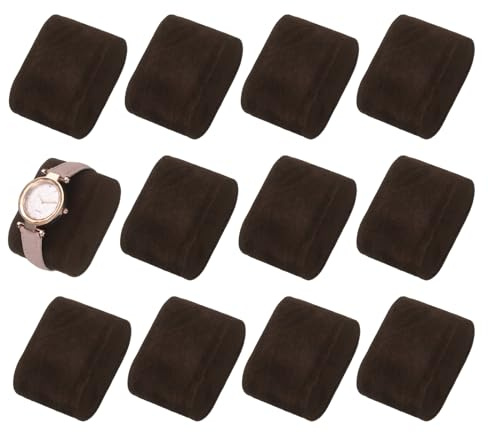QUARKZMAN 12 almohadas para relojes de pulsera de terciopelo Almohadas de exhibición de joyas Cojín Almohada de almacenamiento de reloj para caja Marrón oscuro