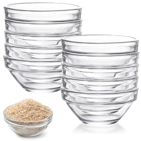 Cuencos Aperitivos, 75mm Cuencos Pequeños de Vidrio, 10 Piezas Mini Bol de Postres Redondo, Reutilizable Juego de Tazones para Vinagre, Tazones de Cristal para Salsas, para Ketchup, Mermeladas