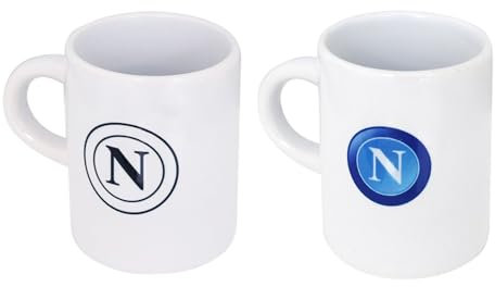 GIEMME S.r.l. Napoli Tazzine da Caffè, Set di 2, Prodotto Ufficiale, Bianche con Logo