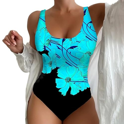 Women's Tummy Control Swimsuit Push Up Swimwear V-Neck Sexy Swimsuit One Piece Shape Elegant Swimsuits Monokinis Sports Swimwear Shapewear Chest Support Backless, blue, XXL